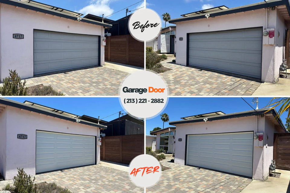 Before and after: garage door installation Sulphur, LA